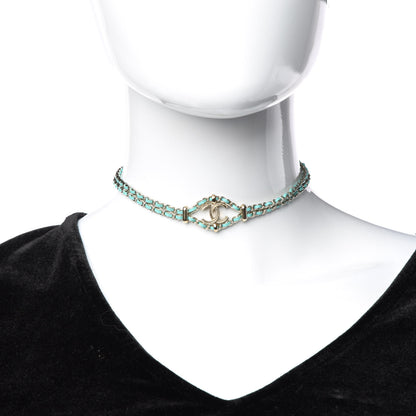 Chanel Metal Lambskin CC Chain Link Necklace Turquoise 2 of 7