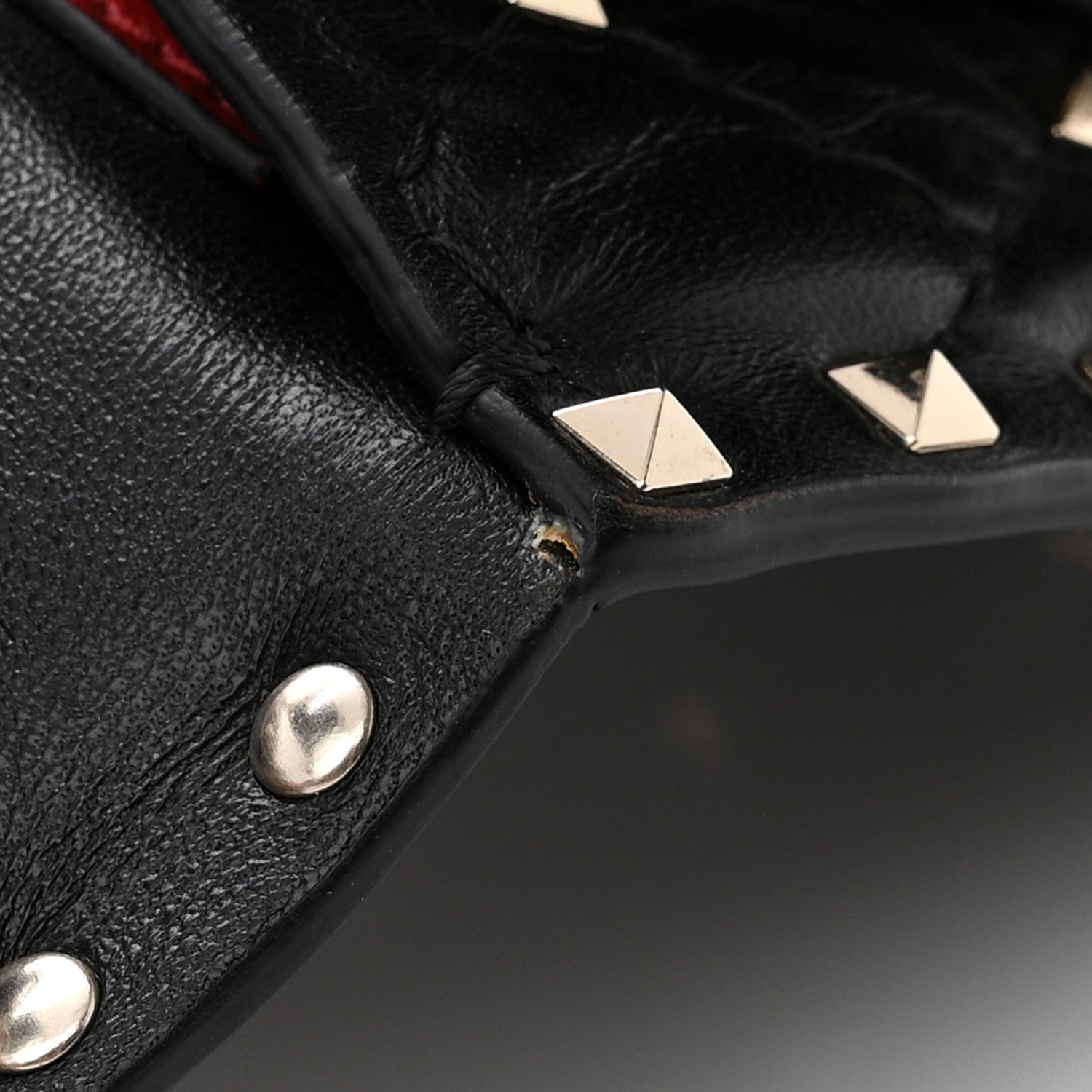 Valentino Garavani Nappa Rockstud Spike Flower Wallet on Chain Black Ivory 11 of 11