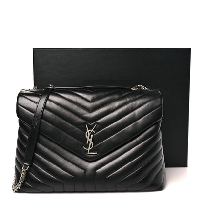 Saint Laurent Calfskin Y Quilted Monogram Large Loulou Chain Satchel Black 11 of 11