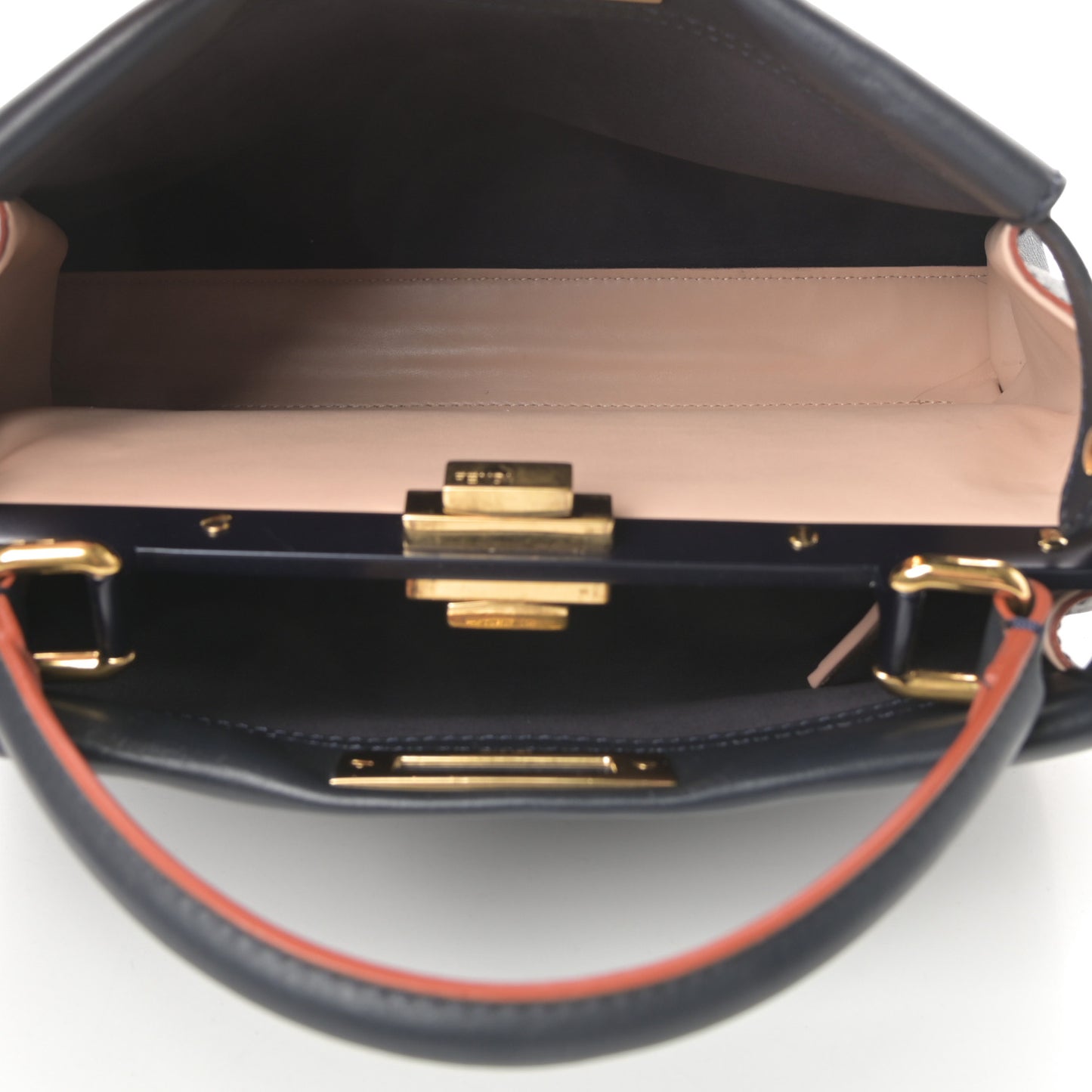 Vitello Seta Burro Medium Peekaboo Iconic Satchel Blue Notte Plaster