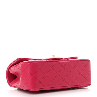 Chanel Lambskin Quilted Mini Top Handle Rectangular Flap Dark Pink 4 of 13