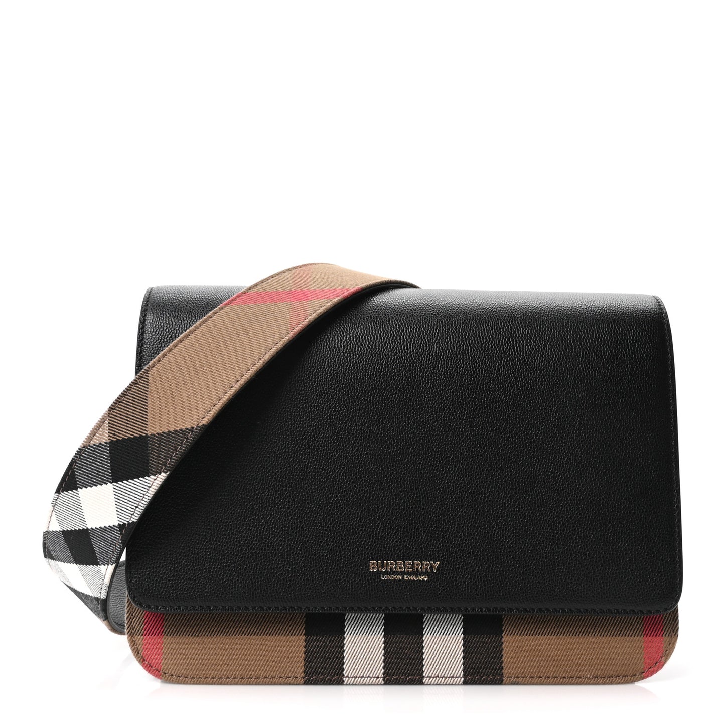 Derby Calfskin House Check Mackford Crossbody Bag Black