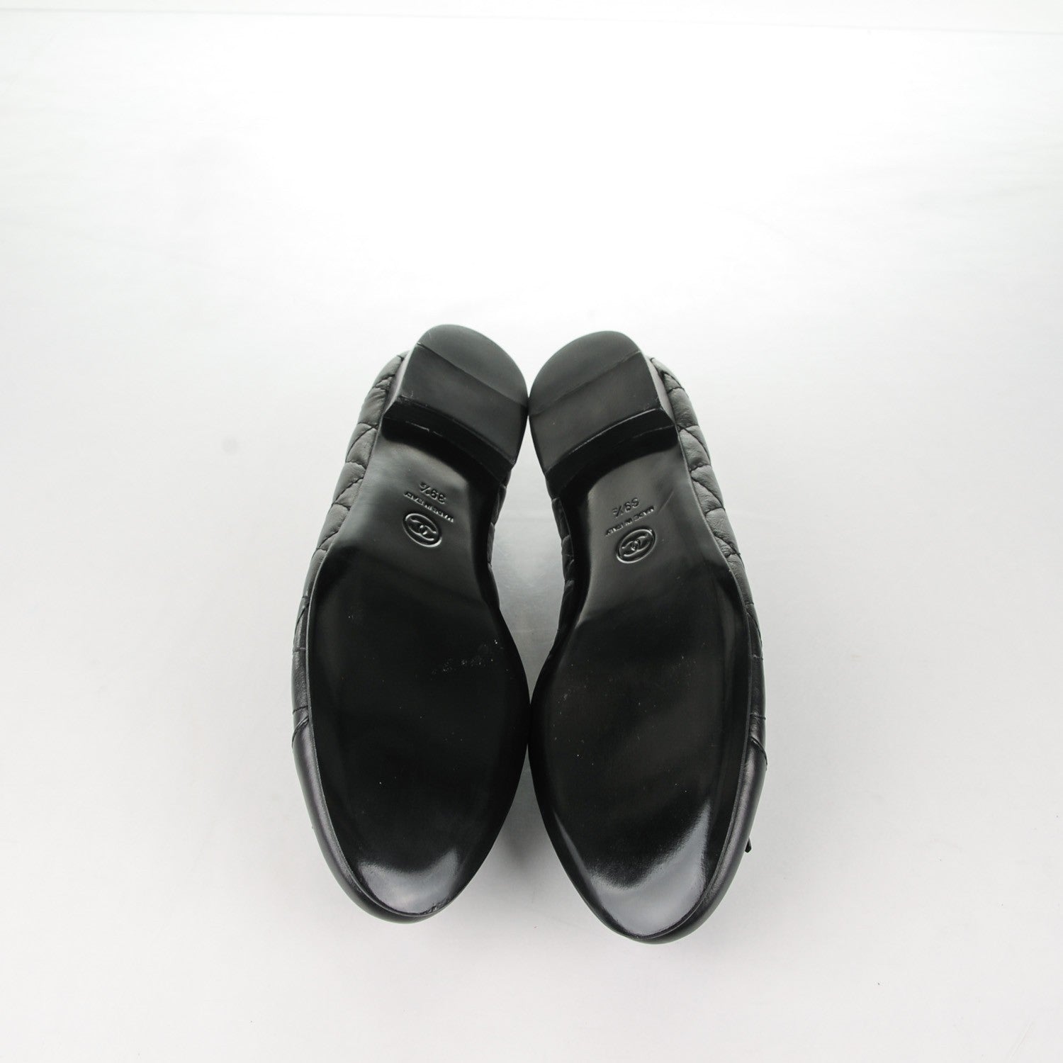 Chanel Aged Calfskin Quilted CC Cap Toe Ballerina Flats 39.5 Black 5 of 7