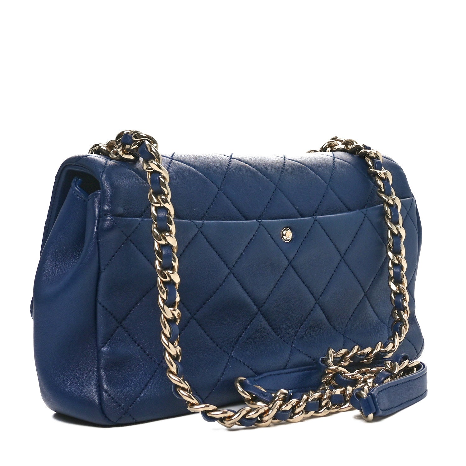 Chanel Lambskin Quilted Resin Bi-Color Chain Flap Bag Navy 3 of 10