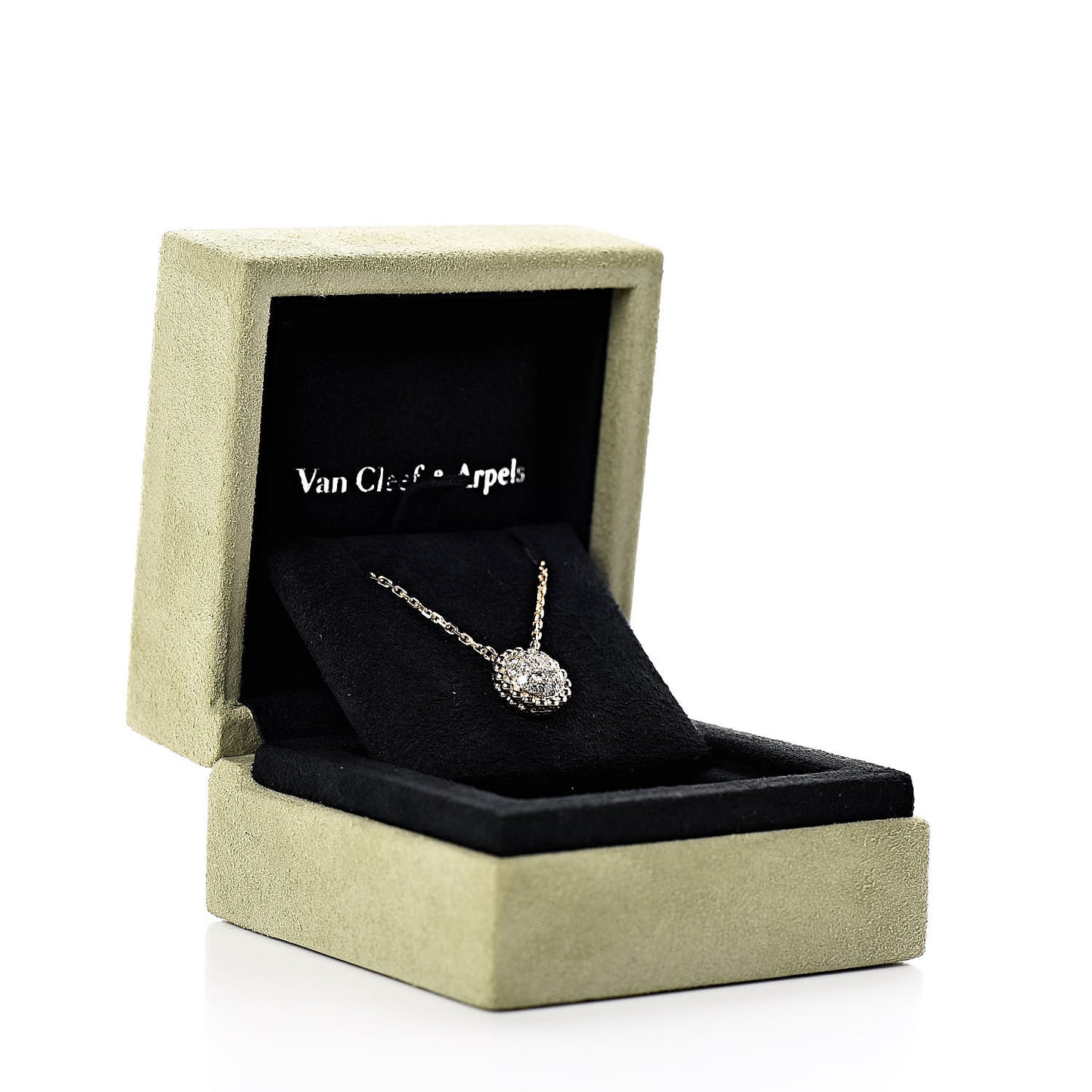 18K Yellow Gold Diamond Perlee Pendant Necklace