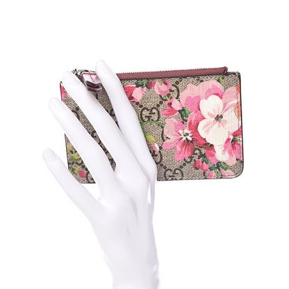 Gucci GG Supreme Monogram Blooms Key Ring Coin Case Beige Multicolor Dry Rose 2 of 7