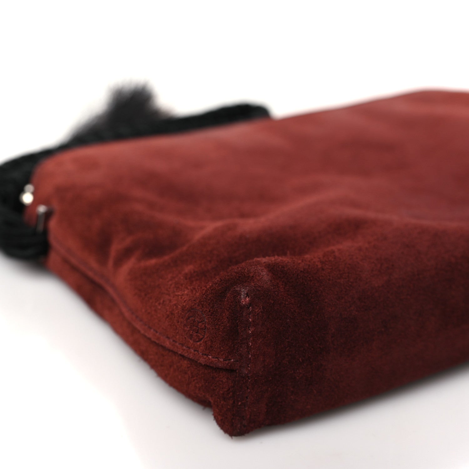 The Row Suede Pony Hair Tassel Wristlet Pouch Burgundy 8 of 10