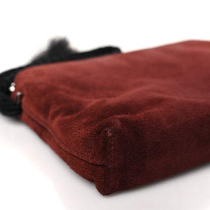 The Row Suede Pony Hair Tassel Wristlet Pouch Burgundy 8 of 10