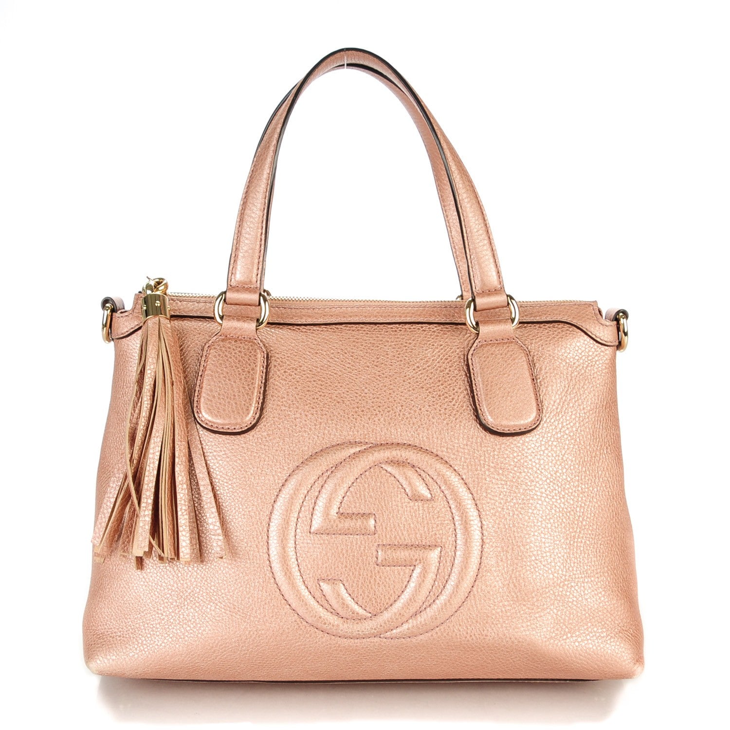 Gucci Metallic Cellarius Calfskin Small Soho Top Handle Satchel Pink 1 of 9