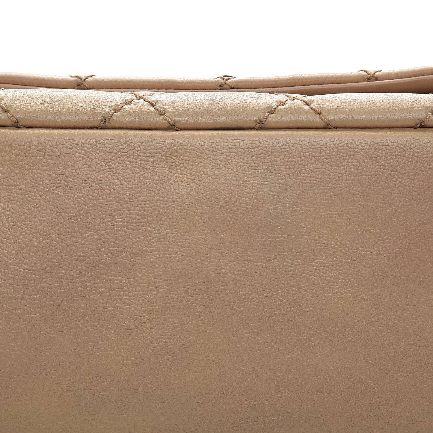 Calfskin Quilted Retro Chain Accordion Flap Beige