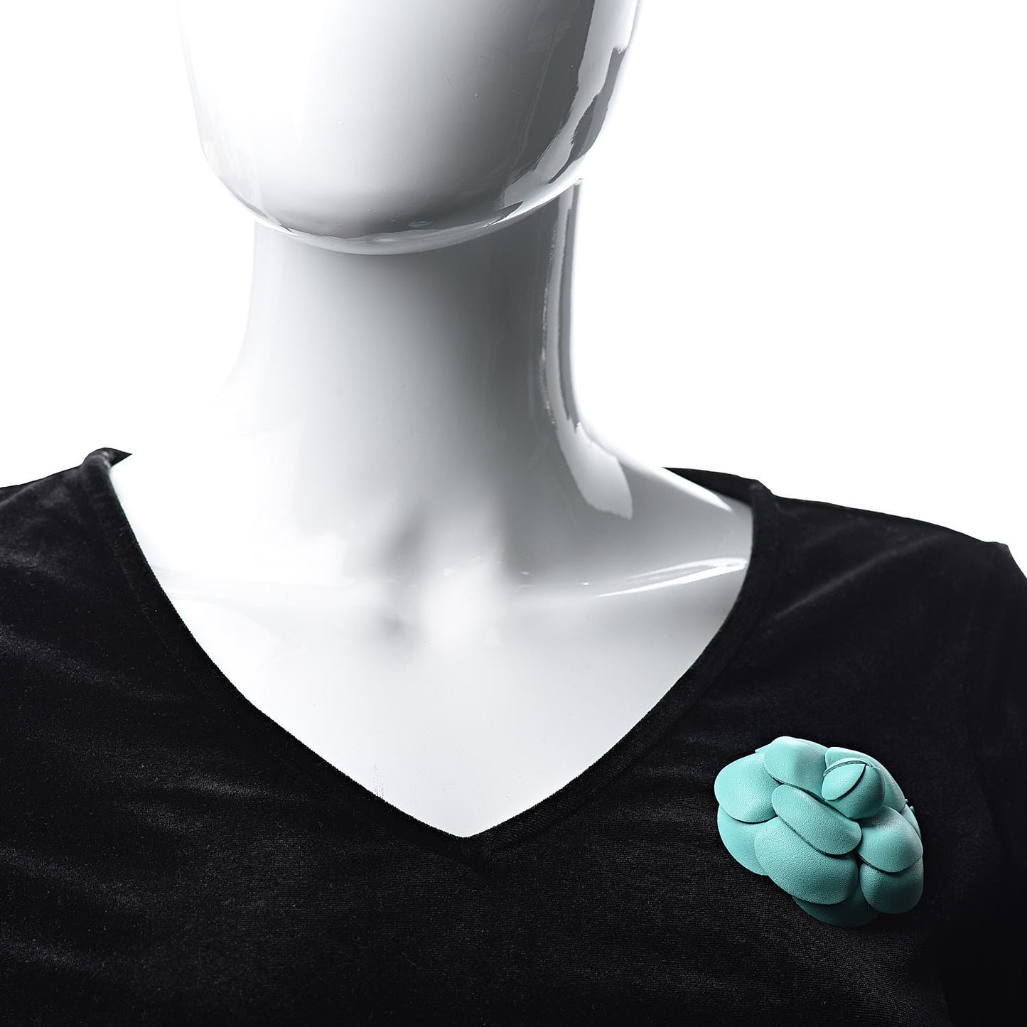 Lambskin Camellia Brooch Green