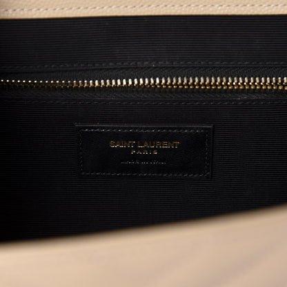 Saint Laurent Grain De Poudre Matelasse Chevron Large Monogram Satchel Nude Powder 10 of 12