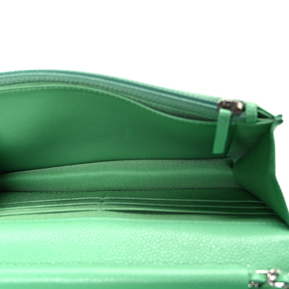 Chanel Caviar Chevron Quilted Wallet On Chain WOC Green 5 of 12