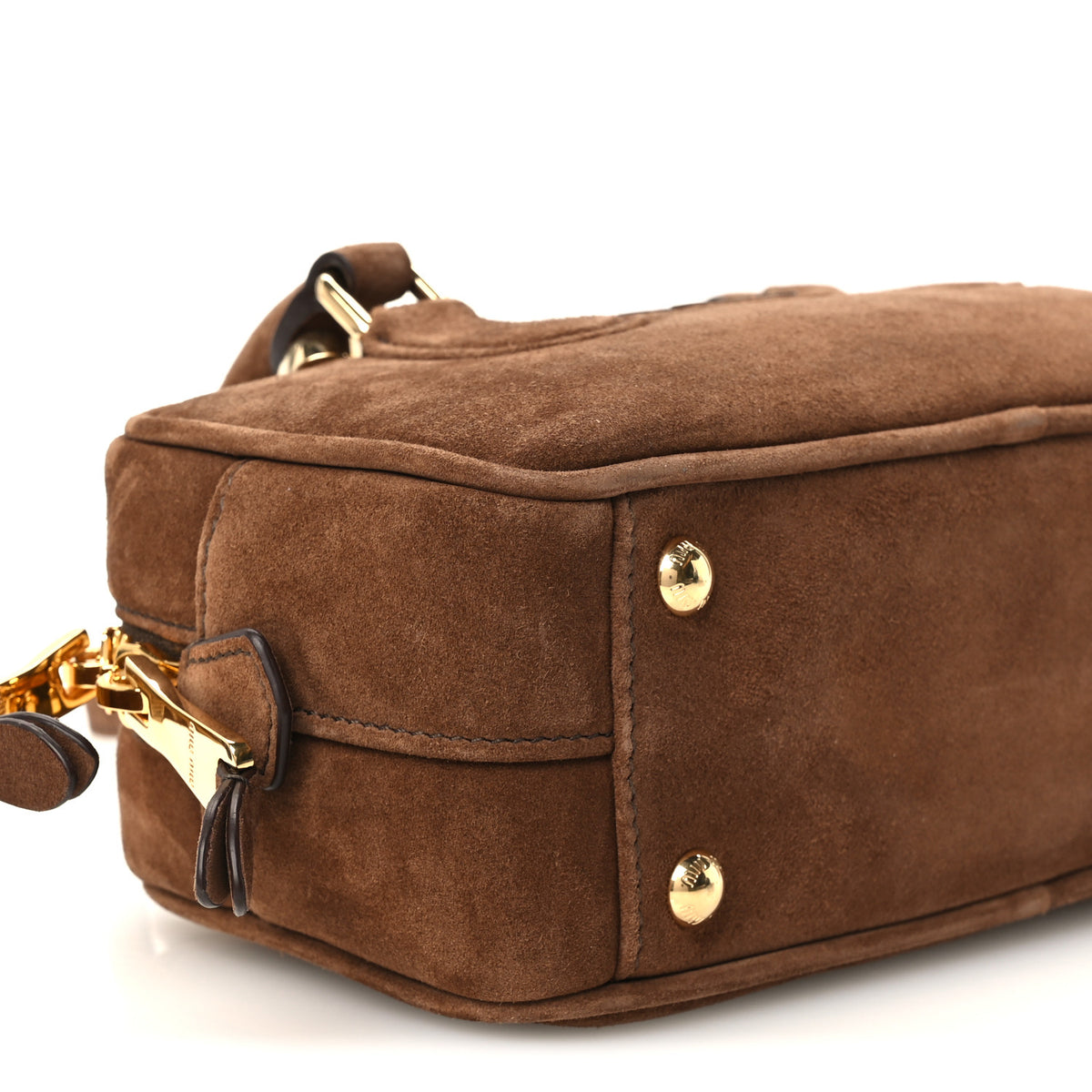 Suede Padded Regular Arcadie Top Handle Bag Cacao