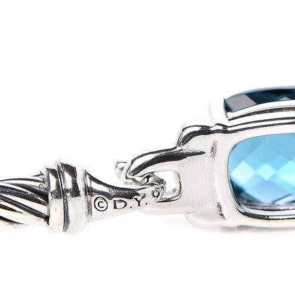 David Yurman Sterling Silver Diamond Hampton Blue Topaz 3mm Petite Wheaton Bracelet 4 of 5