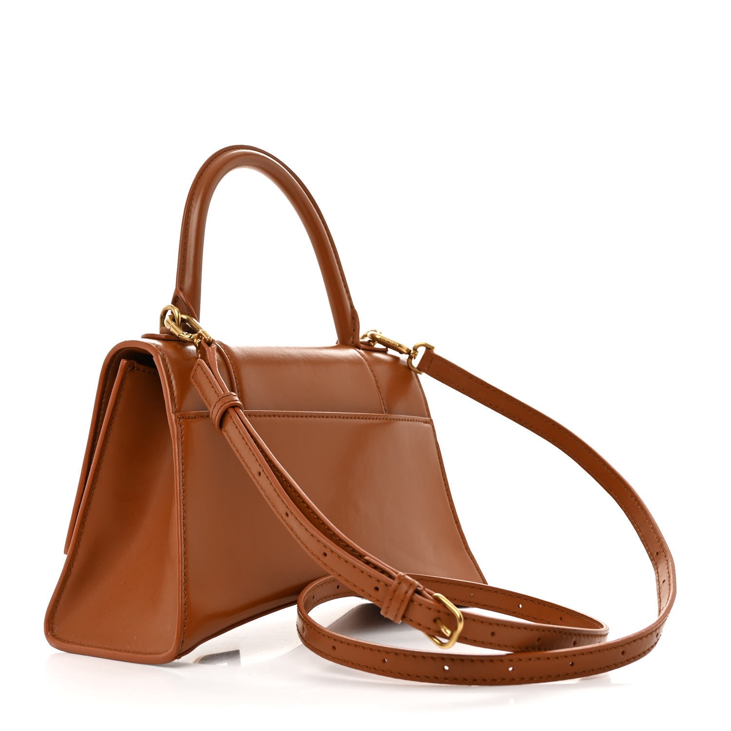 Balenciaga Shiny Box Calfskin Small Hourglass Top Handle Bag Camel 3 of 11