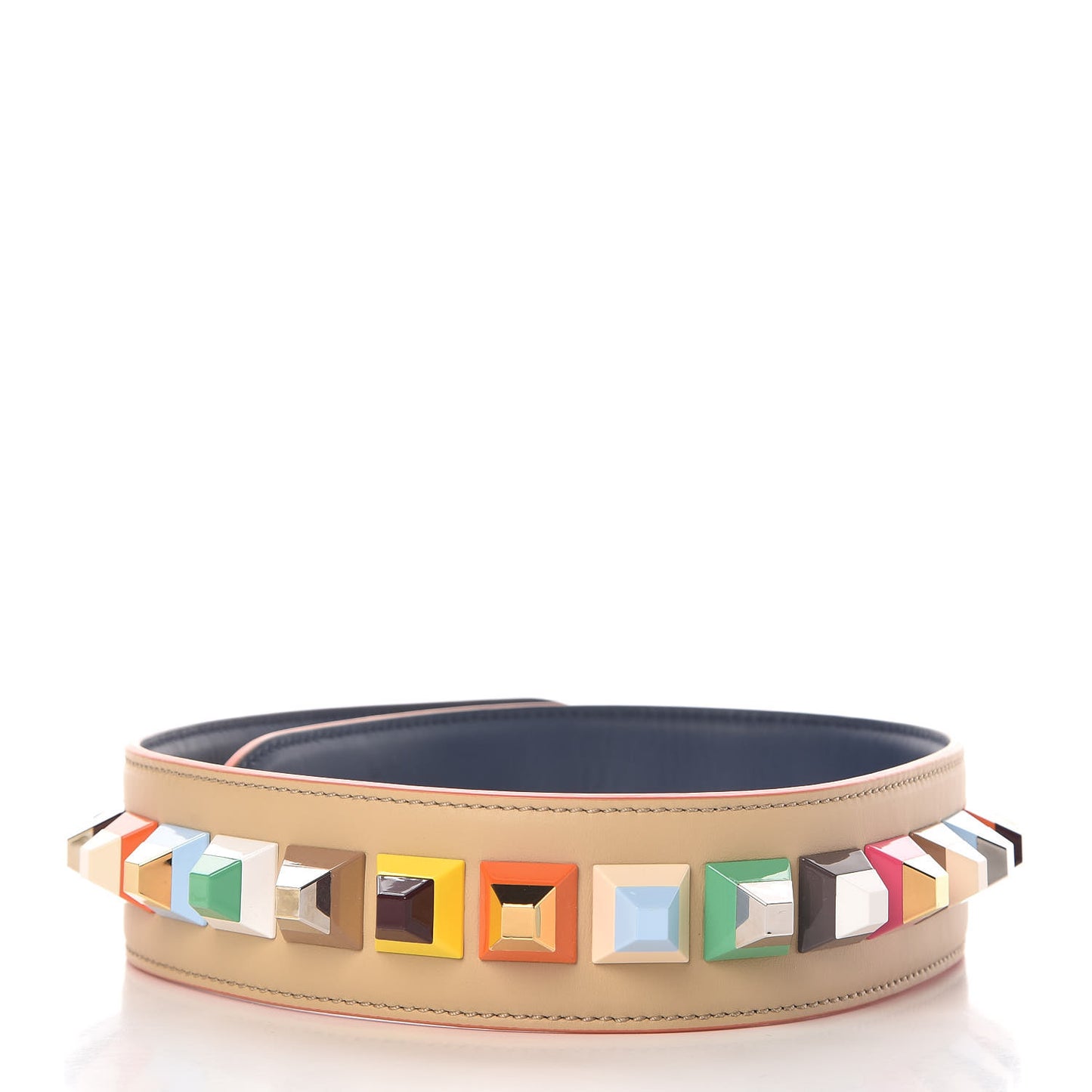 Vitello Century Plexiglass Bi-Color Studded Strap You Amido Blu Scuro