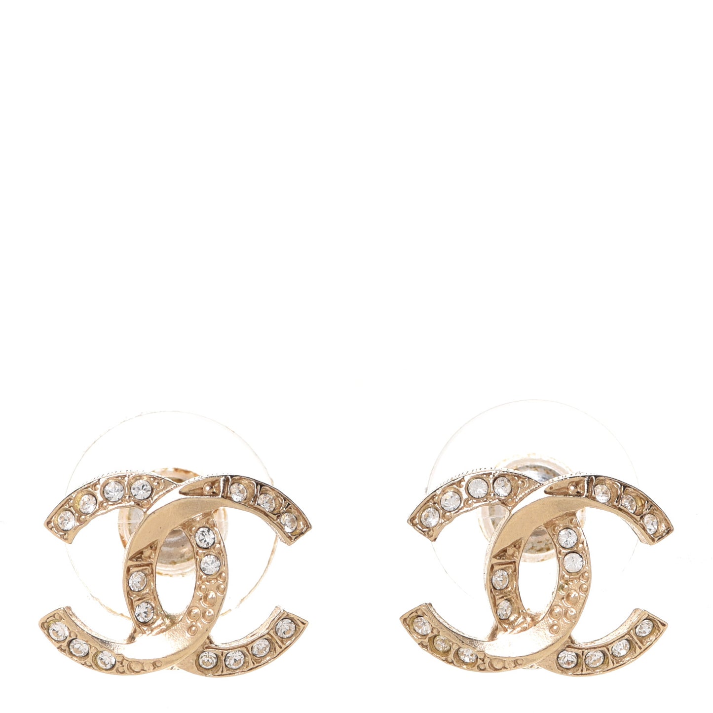 Crystal Textured CC Earrings Gold
