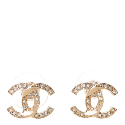 Chanel Crystal Textured CC Earrings Gold 1 of 5