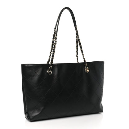 Chanel Glazed Calfskin Stitched Shopping Tote Black 3 of 10