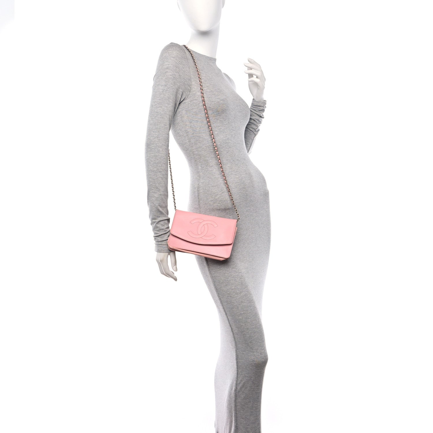 Chanel Caviar Timeless CC Wallet on Chain WOC Pink 2 of 15