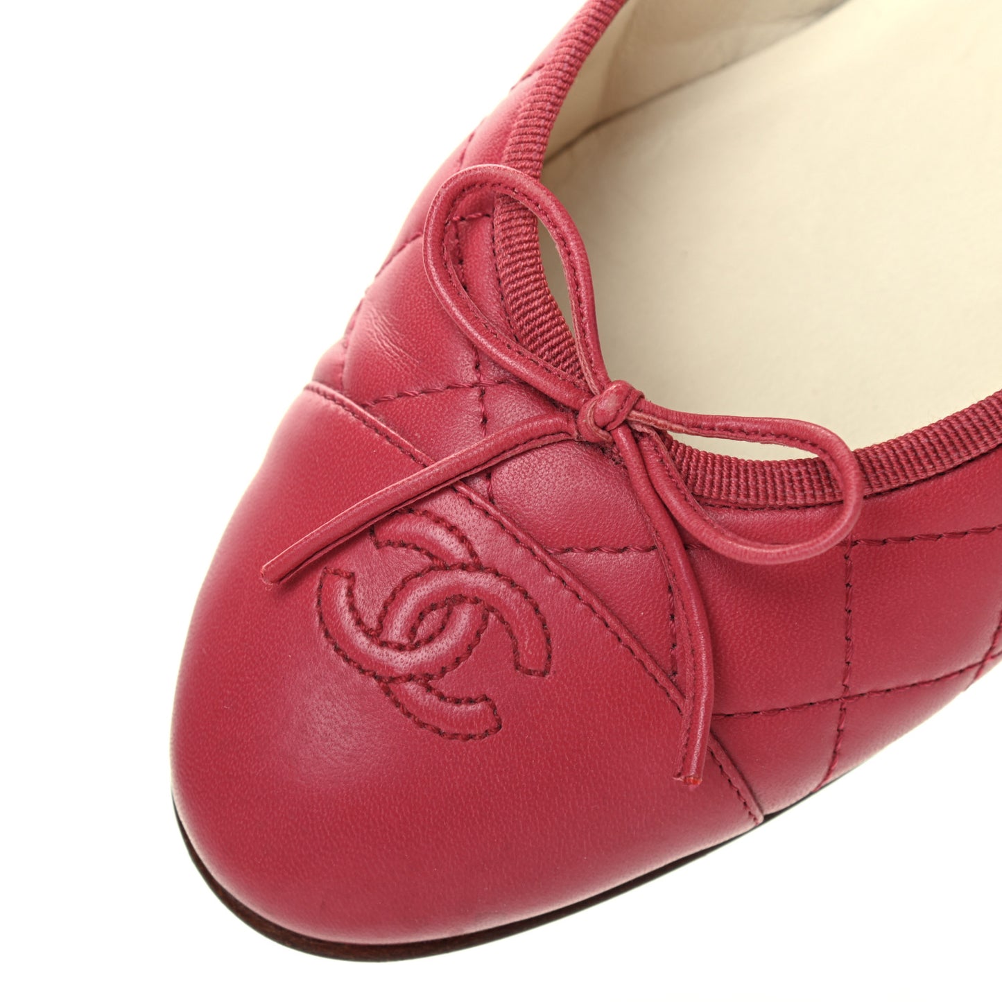 Lambskin Quilted CC Cap Toe Ballerina Flats 41 Dark Pink