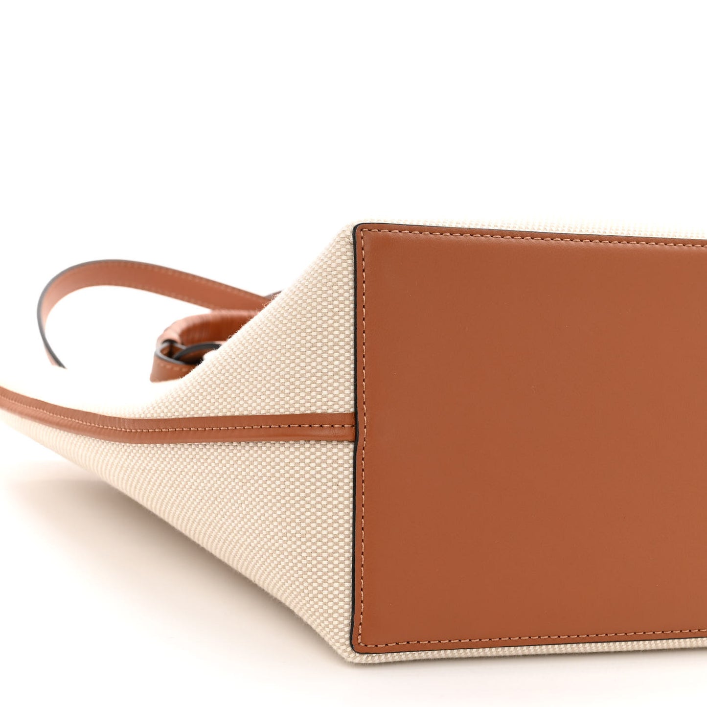 Canvas Calfskin Small Anagram Tote Ecru Tan