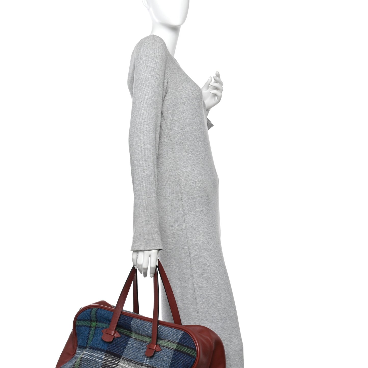 Evercolor Wool Tweed Tartan Galop d'Hermes Fourre Tout 50 Rouge H Bleu De Malte