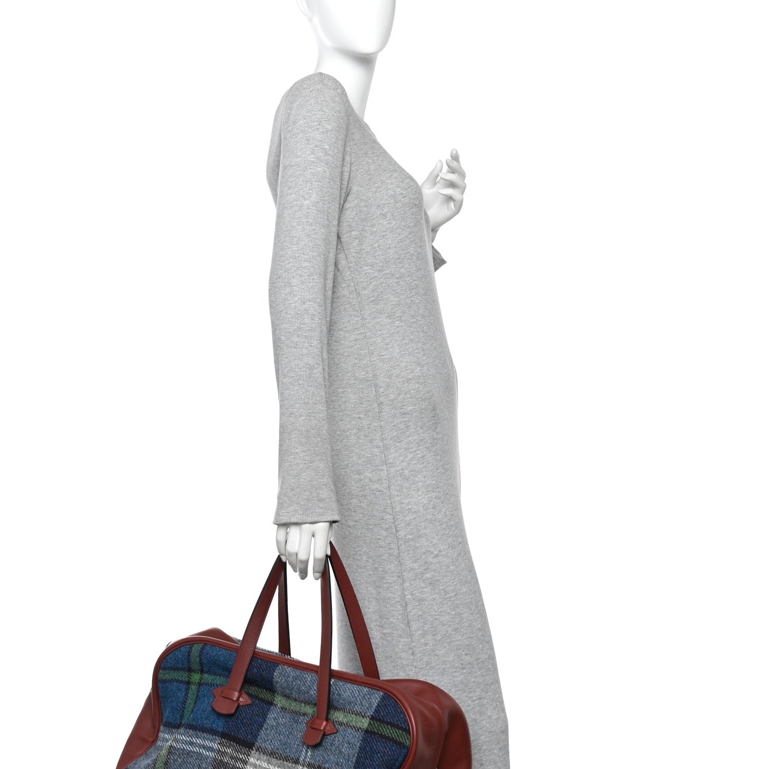 Hermes Evercolor Wool Tweed Tartan Galop d'Hermes Fourre Tout 50 Rouge H Bleu De Malte 2 of 12