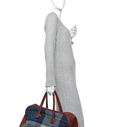 Hermes Evercolor Wool Tweed Tartan Galop d'Hermes Fourre Tout 50 Rouge H Bleu De Malte 2 of 12