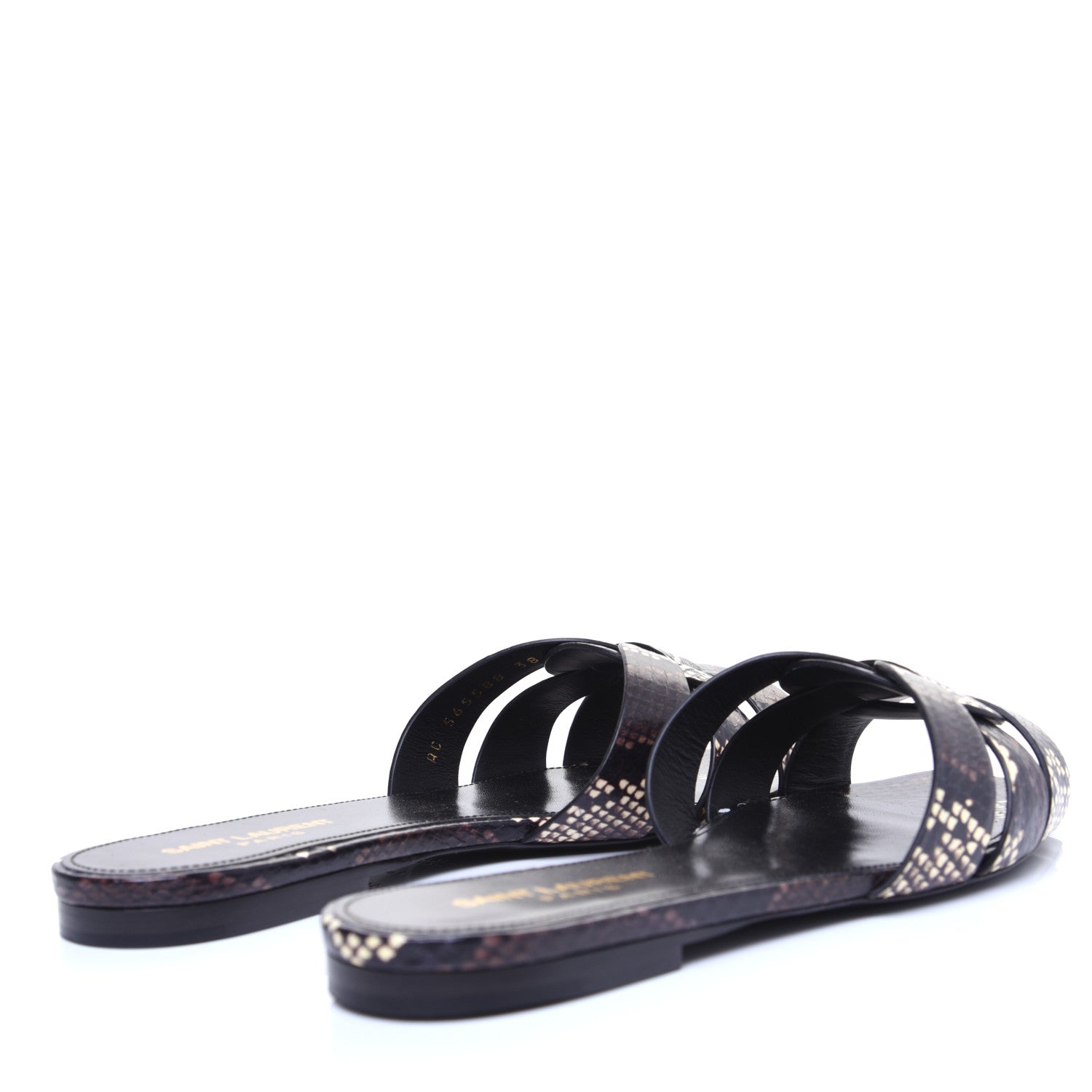 Saint Laurent Calfskin Embossed Nu Pieds 05 Slide Sandals 38 Oro 2 of 9