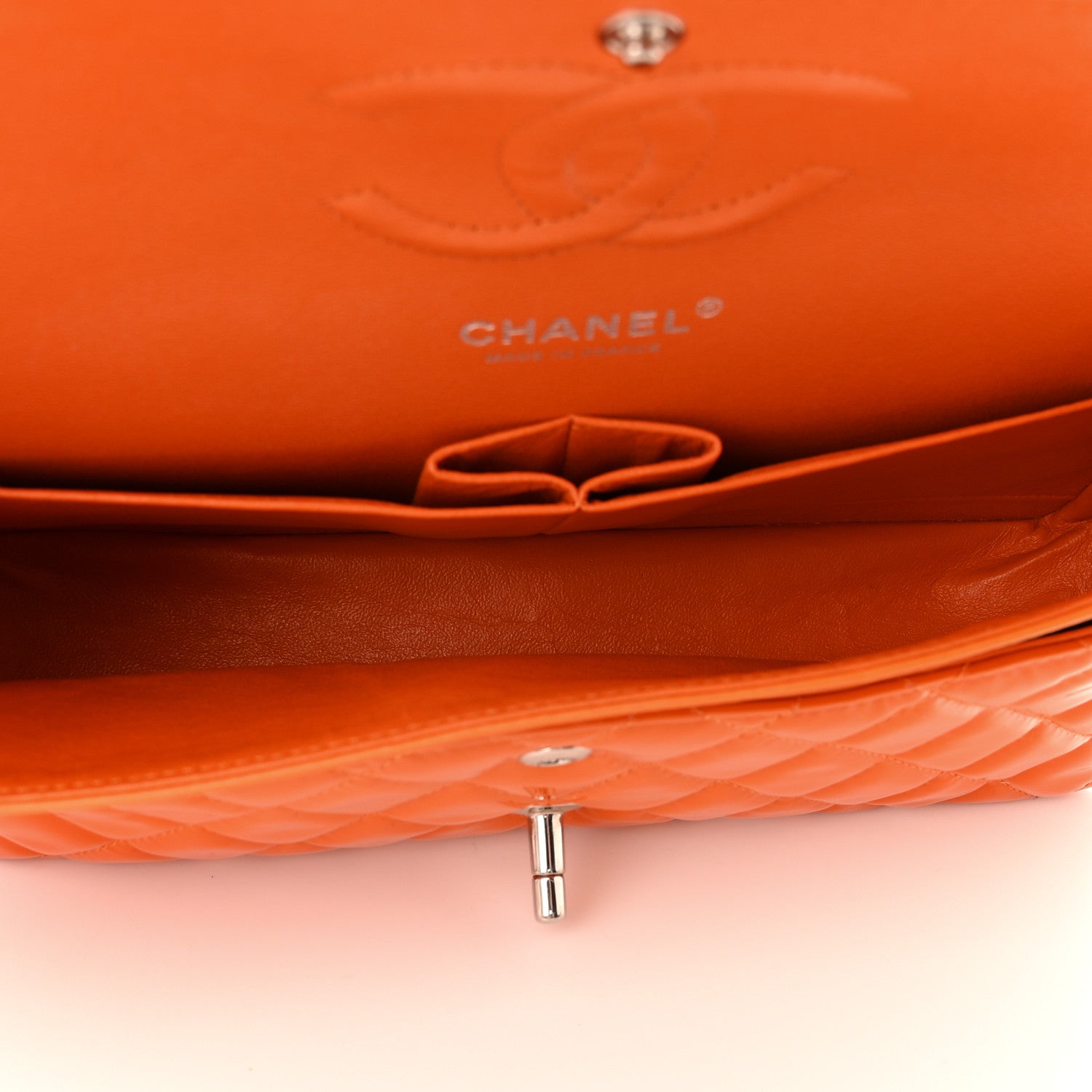 Chanel Patent Quilted Medium Double Flap Orange 5 of 11