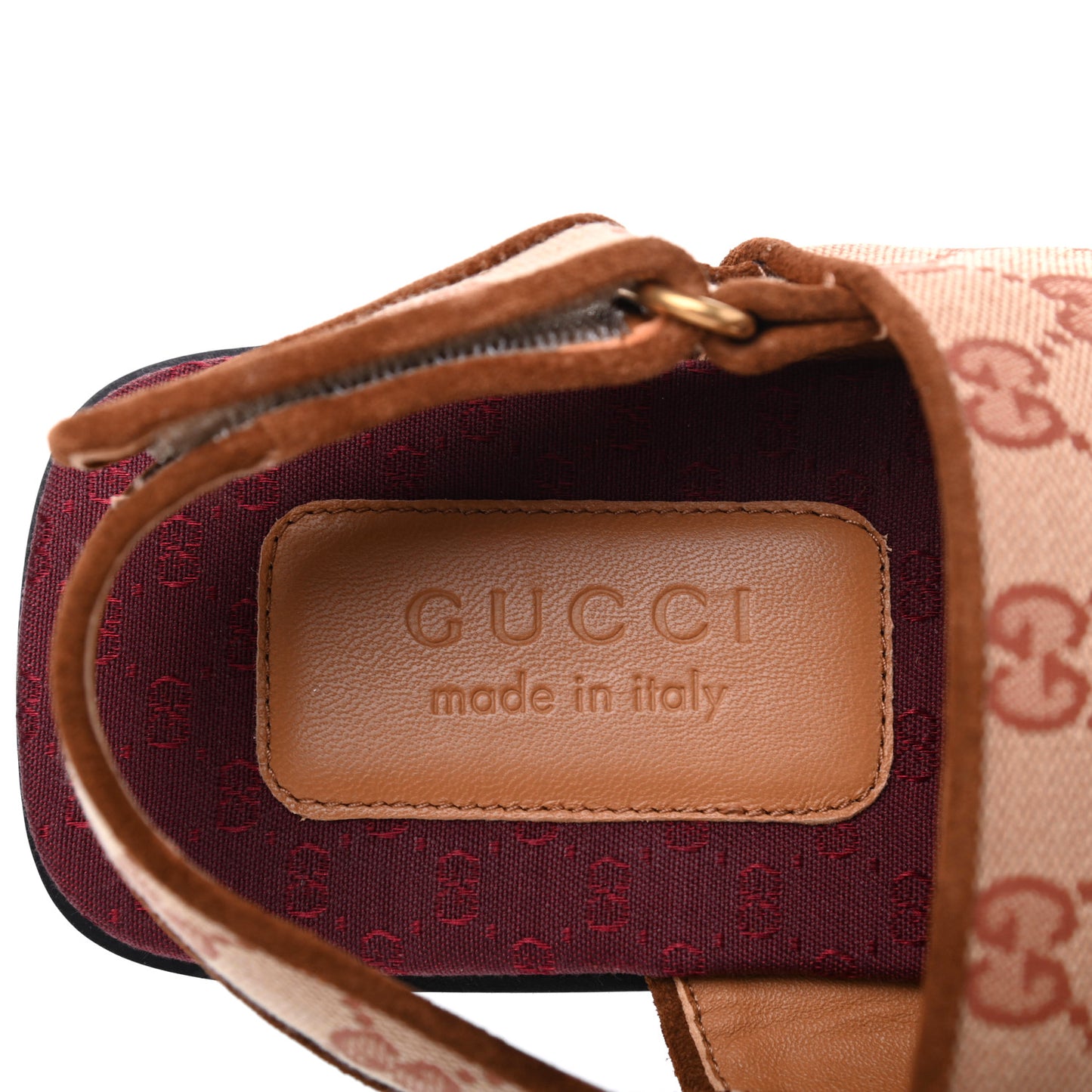 Canvas GG Monogram Mens Slingback Flat Sandals 9 Beige Ruggine Cuir