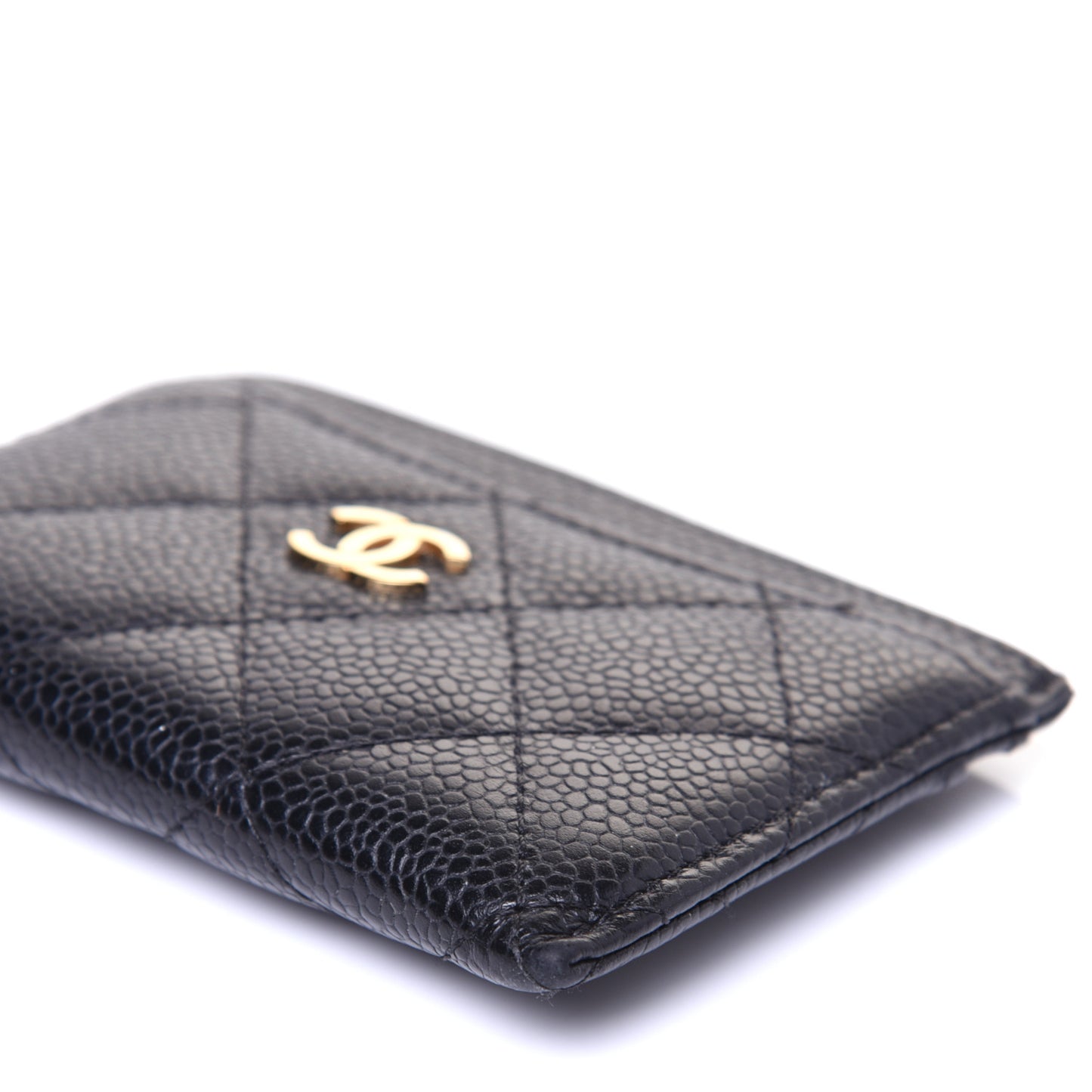 Caviar Quilted Card Holder Black
