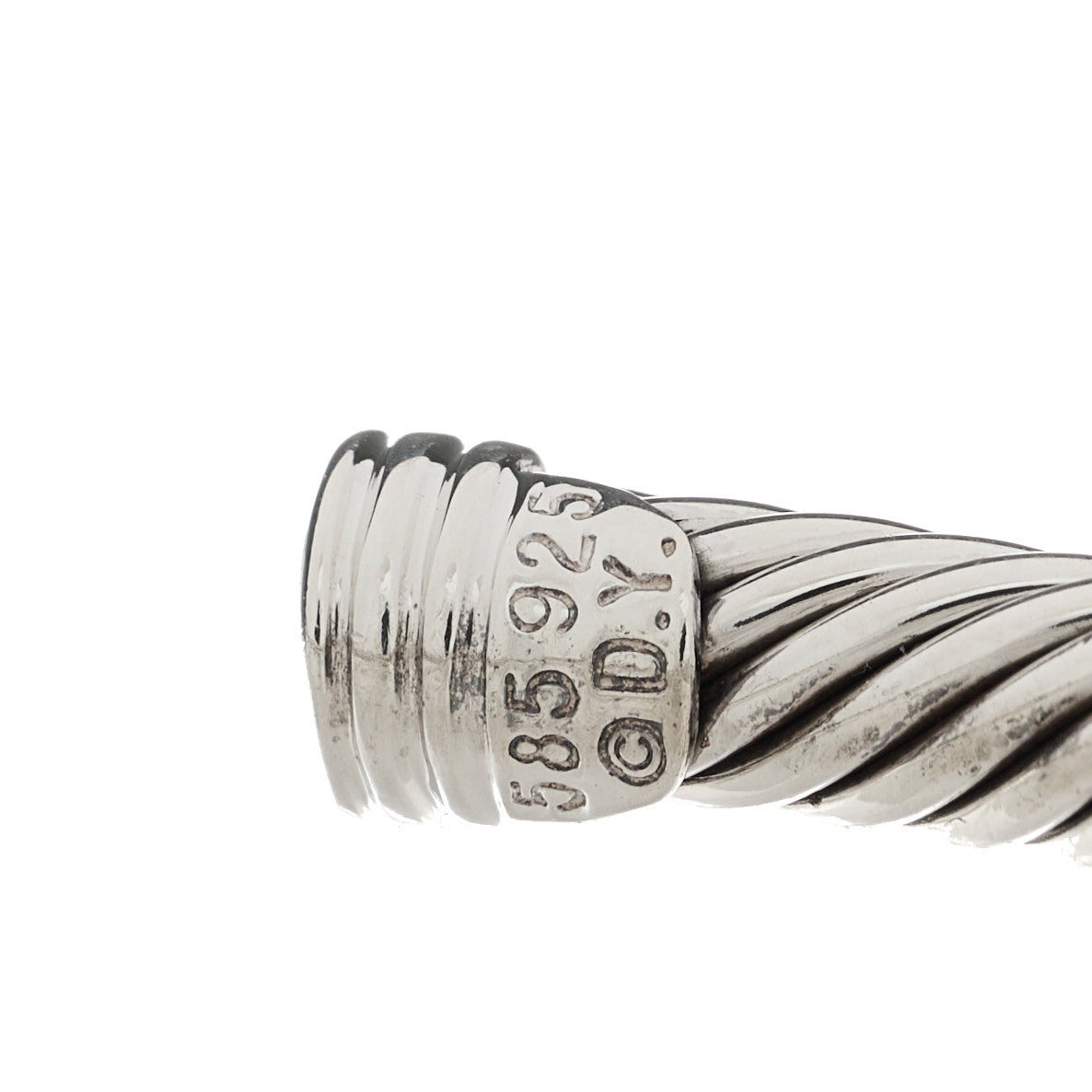 David Yurman Sterling Silver 14K Yellow Gold Citrine Pink Tourmaline 5mm Cable Renaissance Cuff Bracelet 2 of 3