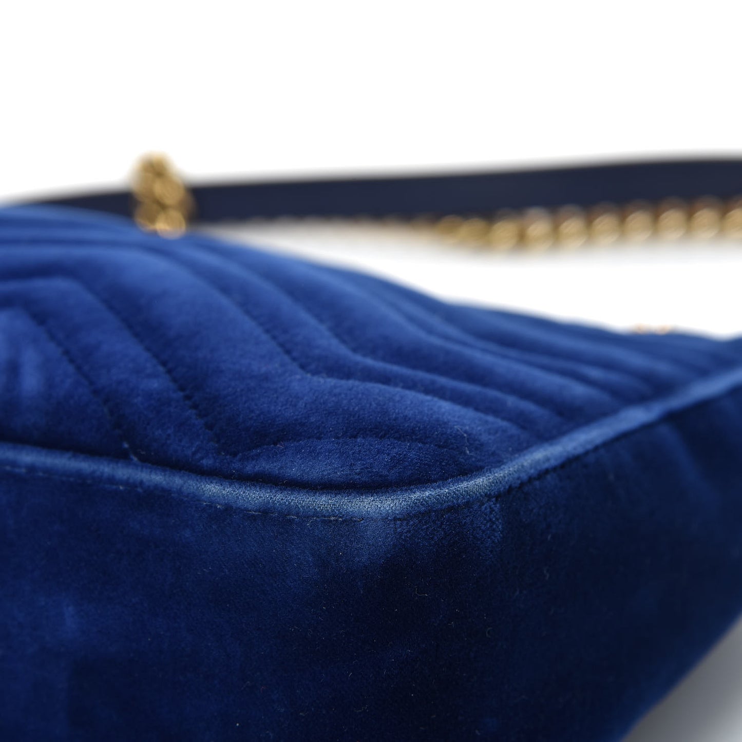 Velvet Matelasse Medium GG Marmont Shoulder Bag Cobalt Blue