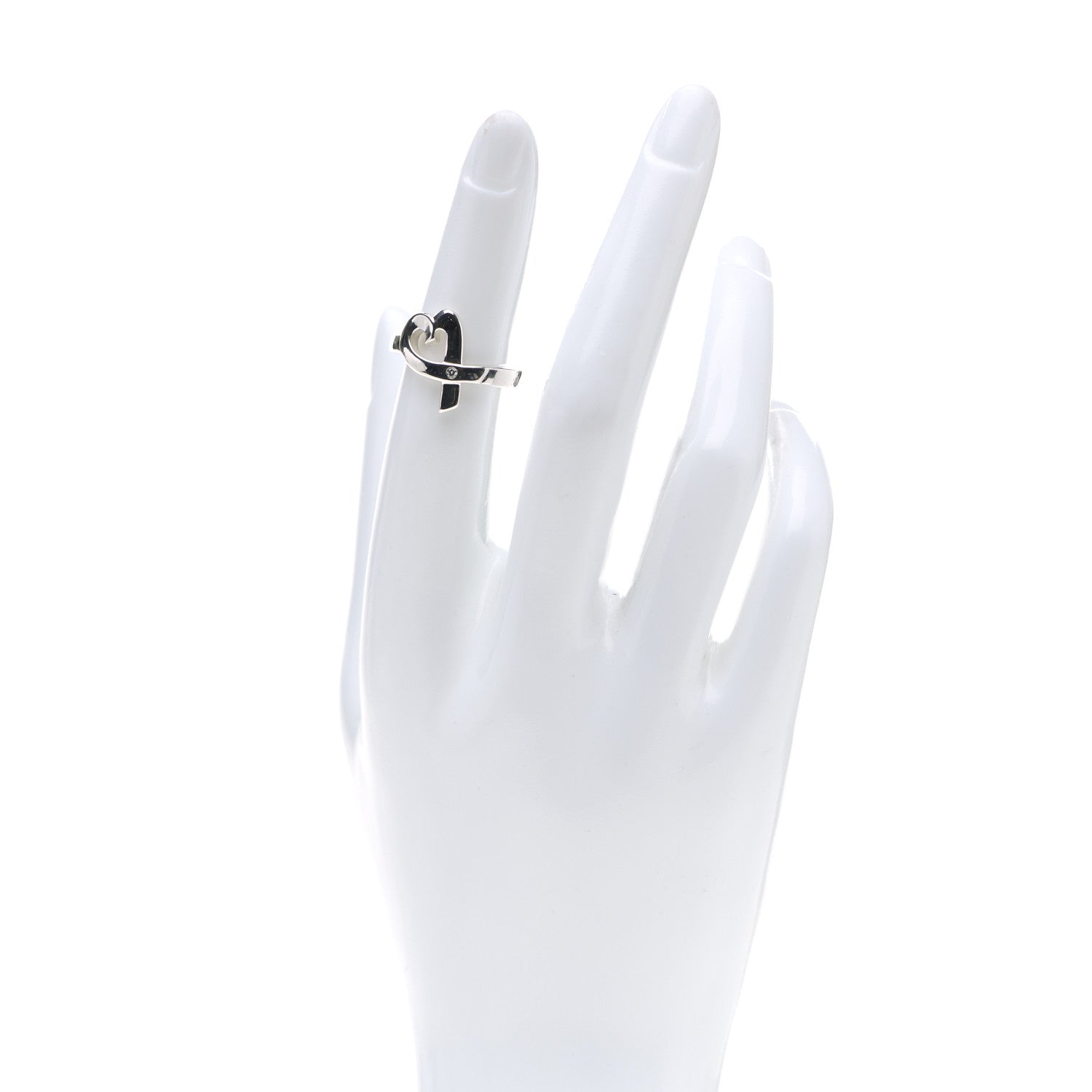 Tiffany Sterling Silver Paloma Picasso Diamond Loving Heart Ring 49 4.75 2 of 4