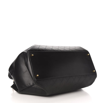 Chanel Calfskin Stitched XL Weekender Black 3 of 9