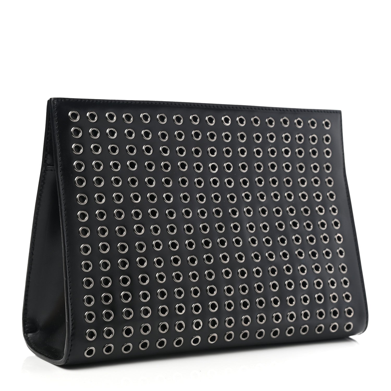 Alaia Calfskin Grommet Studded Clutch Black 3 of 9