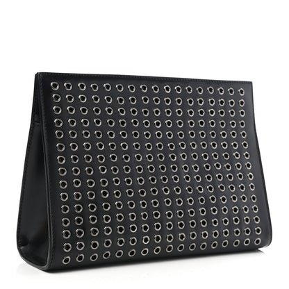 Alaia Calfskin Grommet Studded Clutch Black 3 of 9