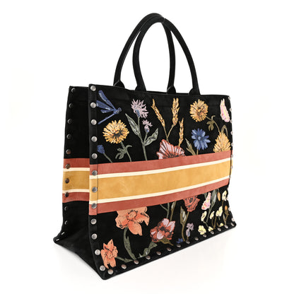 Christian Dior Suede Floral Hand Painted Large Book Tote Black 3 of 10