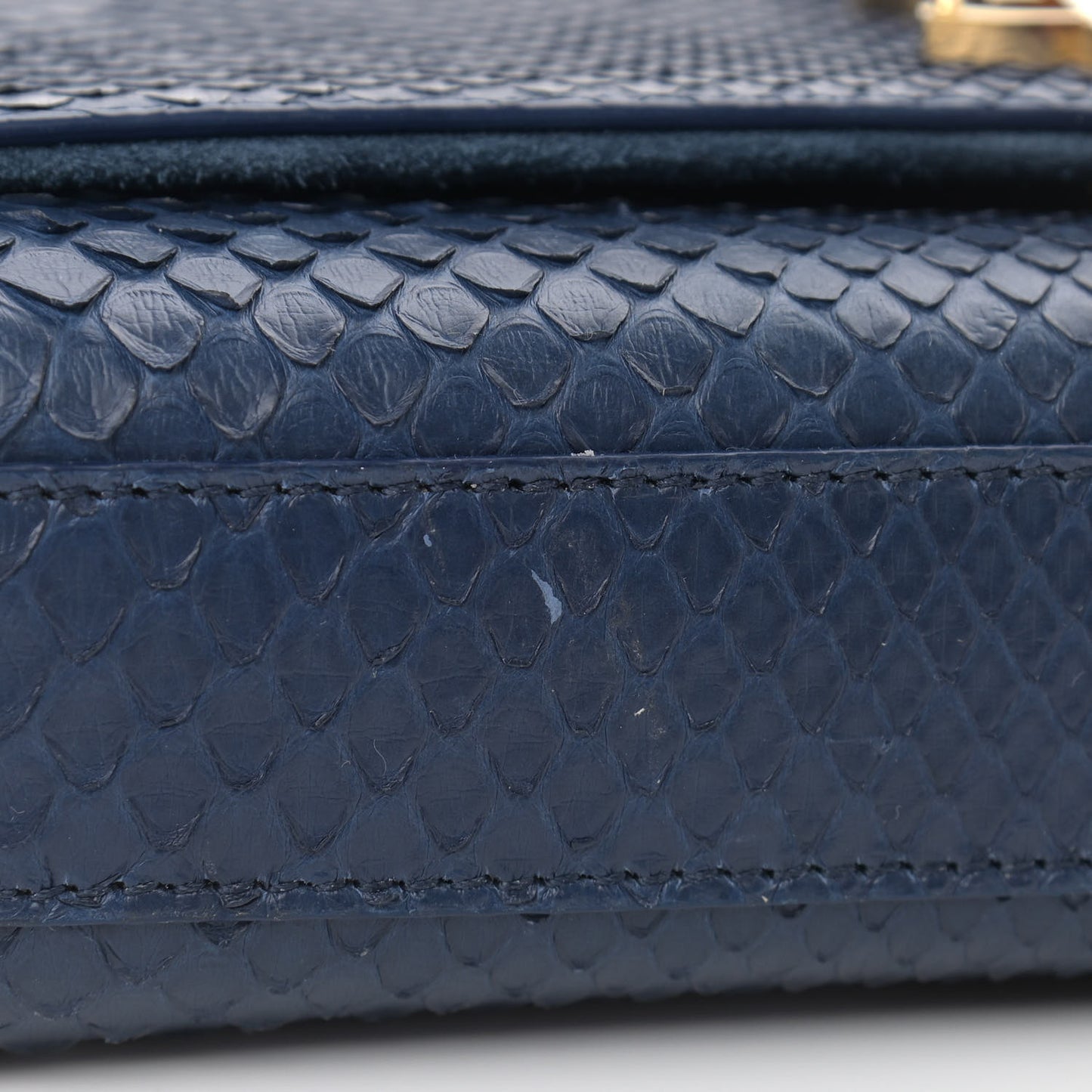 Snakeskin Small Classic Monogram Kate Tassel Satchel Blue