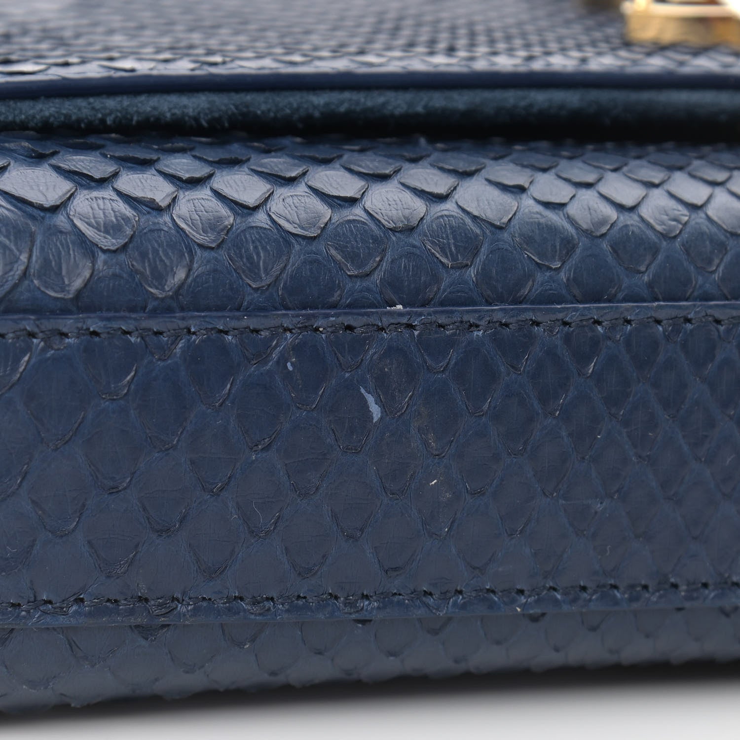 Saint Laurent Snakeskin Small Classic Monogram Kate Tassel Satchel Blue 9 of 9