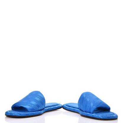 Balenciaga Nylon Jacquard Diagonal Logo Hotel Slide Sandals 35 Bleu 6 of 9