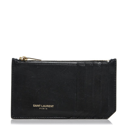 Saint Laurent Calfskin 5 Fragments Zip Pouch Card Holder Black 1 of 5