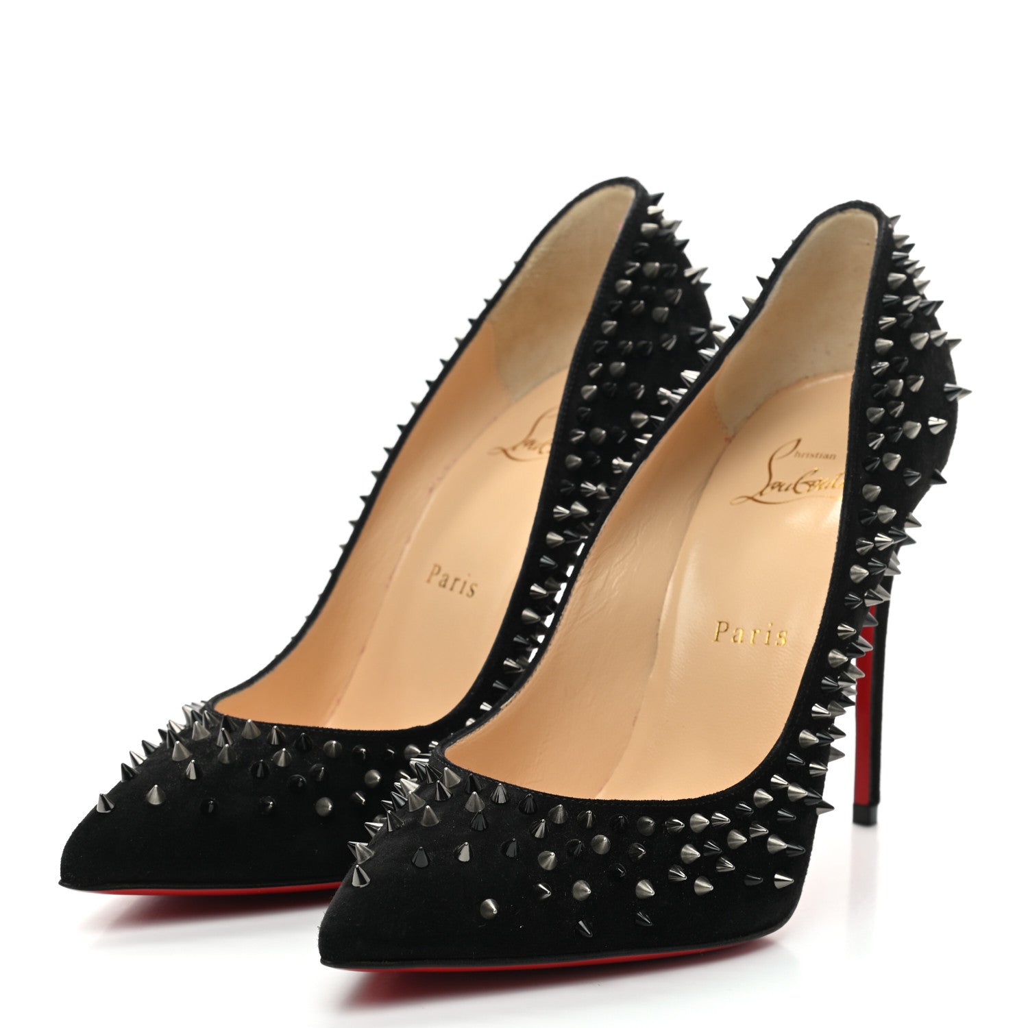 Christian Louboutin Veau Velours Studded Escarpic 100 Pumps 38 Black 3 of 9