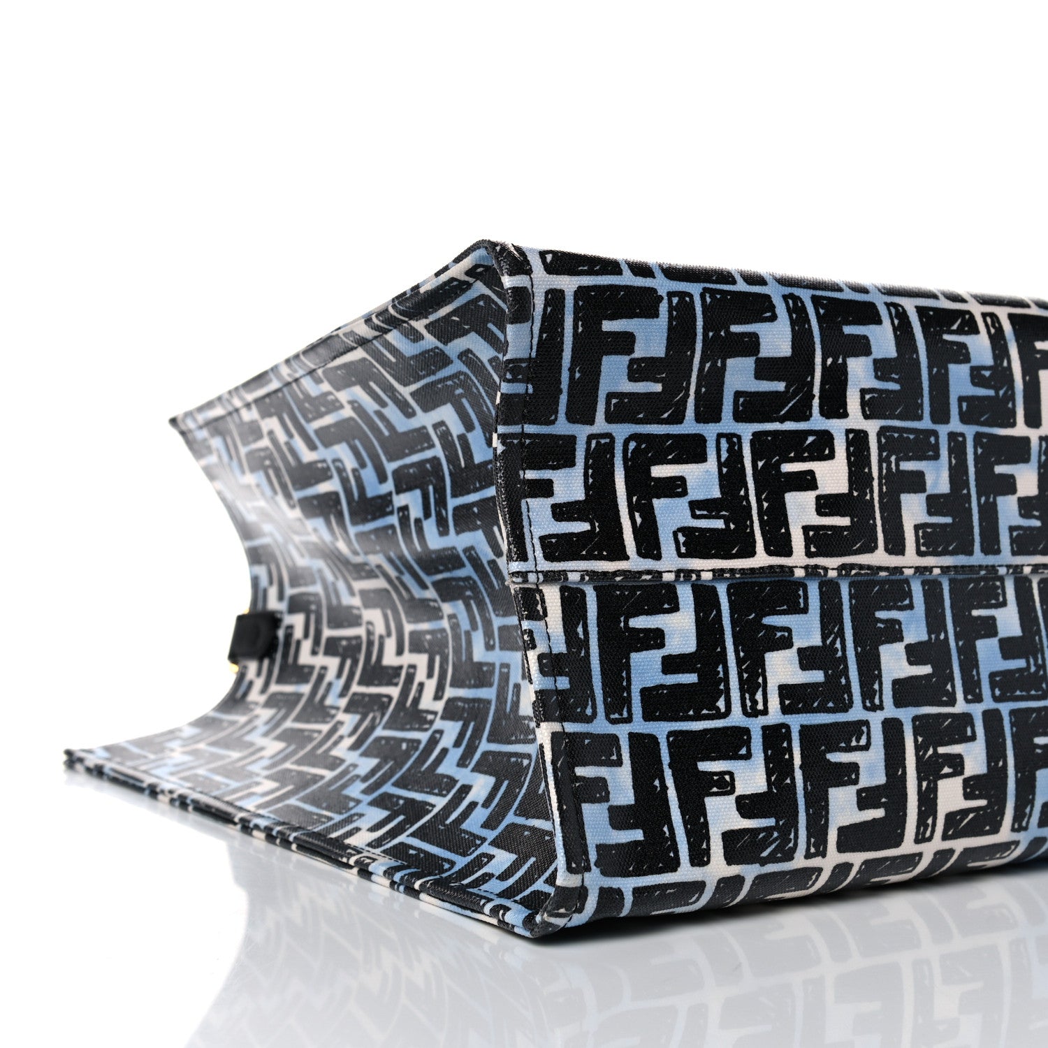 Fendi X JOSHUA VIDES Coated Canvas FF Cloudy Shopping Tote White Celeste Black 9 of 17
