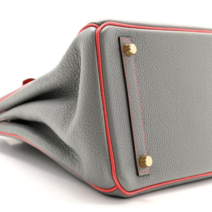 Hermes Togo Horseshoe Birkin 30 Gris Mouette Feu 9 of 11