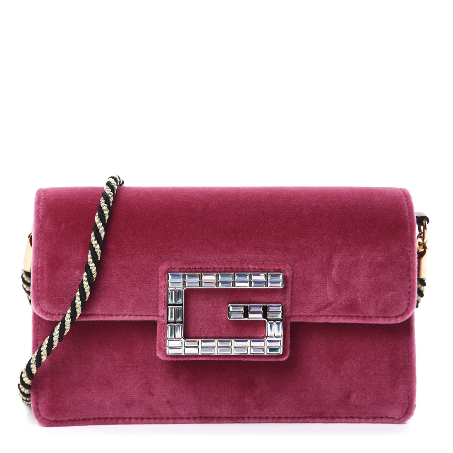 Velvet Crystal Square G Shoulder Bag Light Raspberry Rose