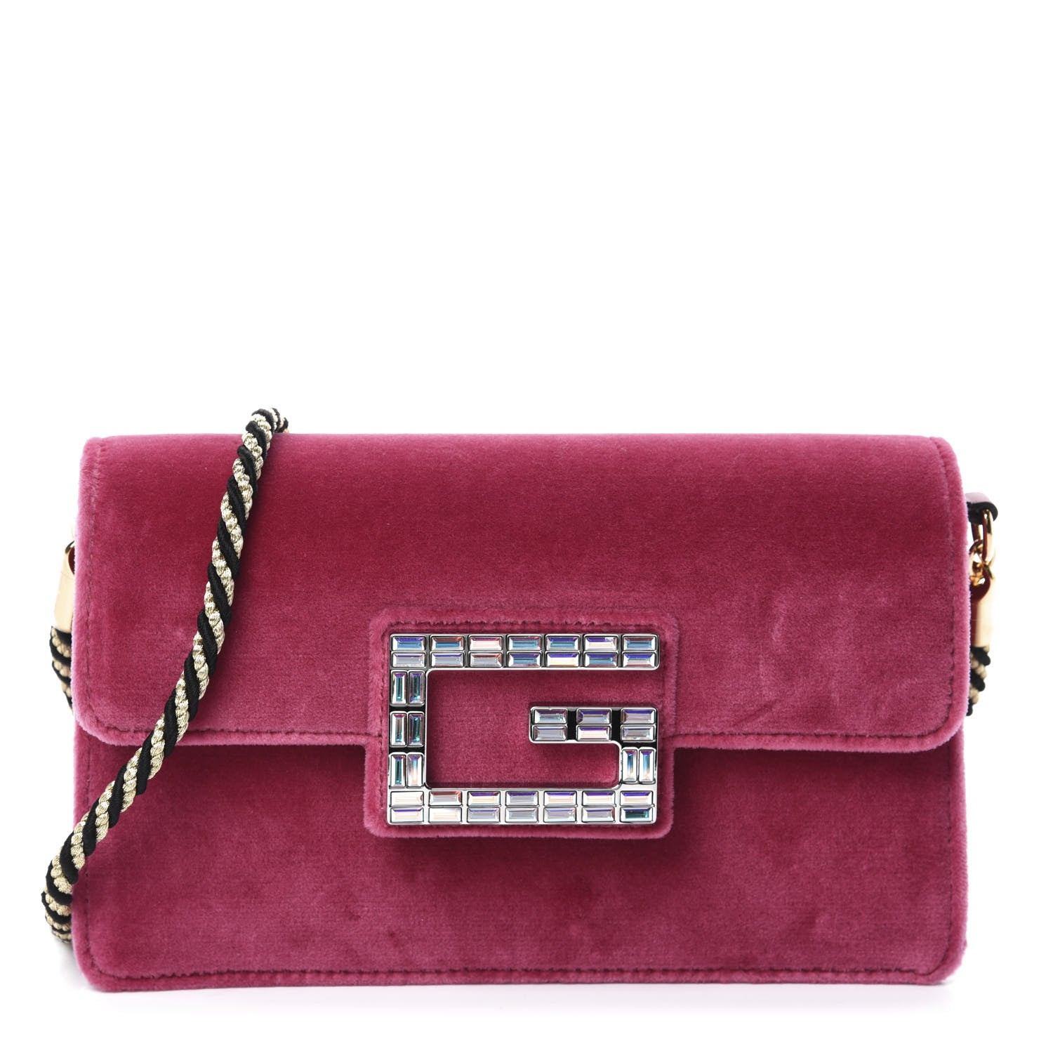 Gucci Velvet Crystal Square G Shoulder Bag Light Raspberry Rose 1 of 10